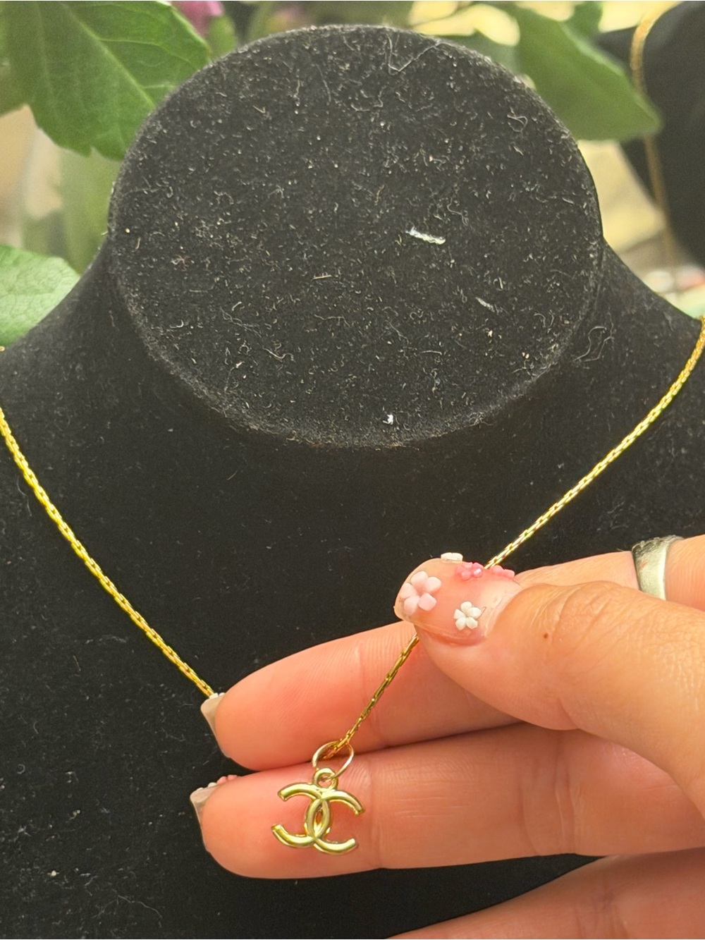 Cc Gold Necklace Tiny Cc Pendant View 2